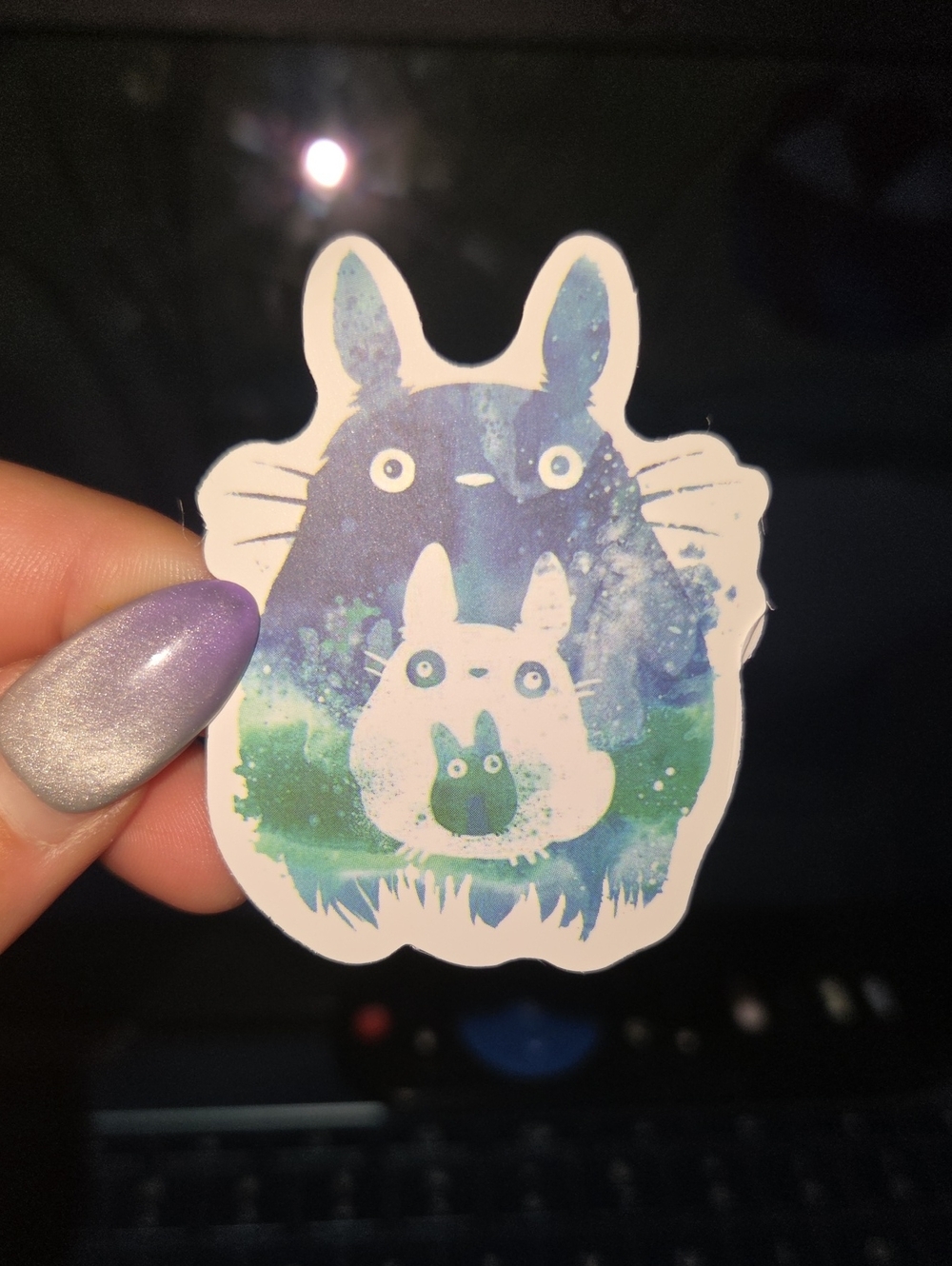 Purple & Green Totoro-Inspired Pet Sticker - Unbranded